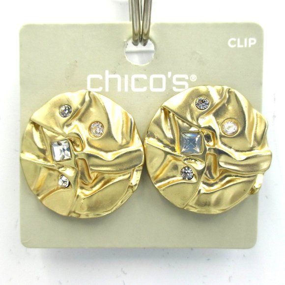 Chico's Jewelry - Chico's Gold tone Crystal Embellishments Clip On Earrings NWT